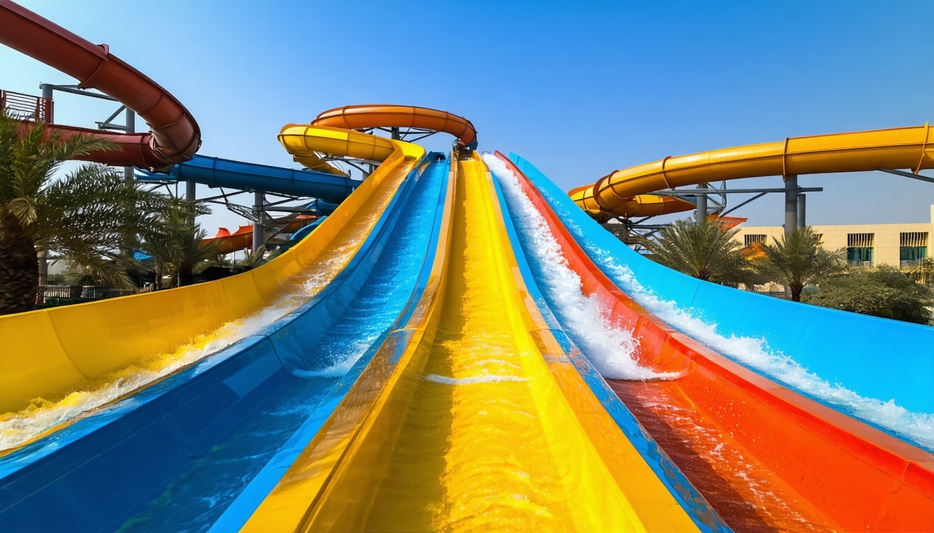 Thrilling water slides at Dubai Water Park