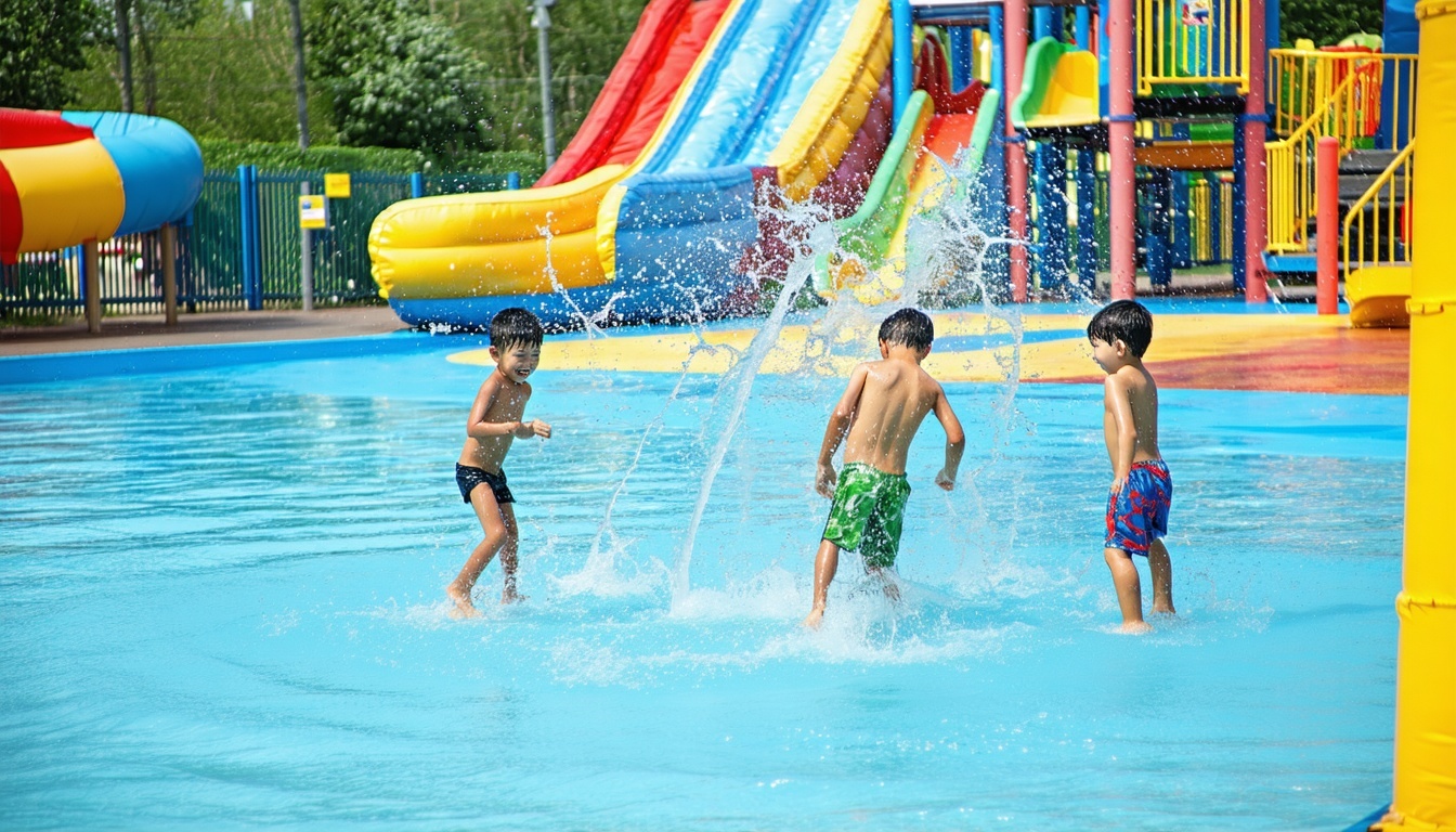 Children playing in the dedicated kids’ splash zone